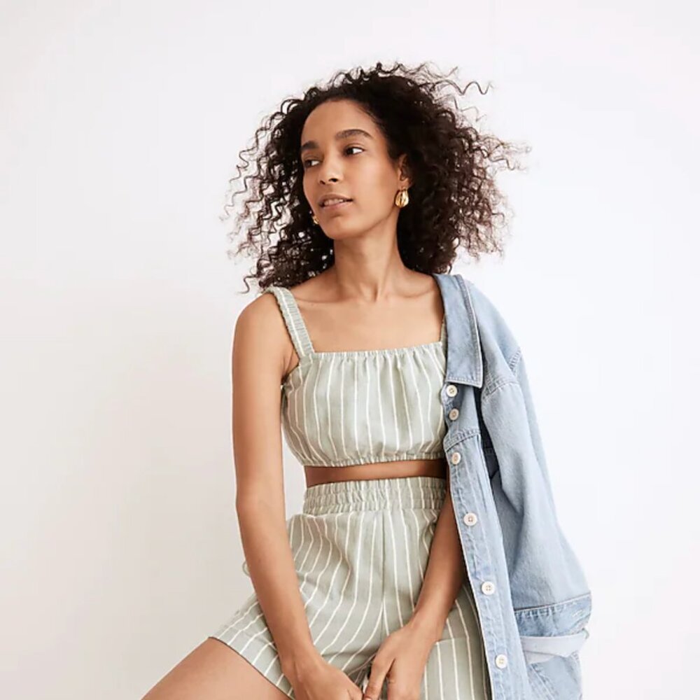 Madewell NWT Organic Cotton Crop Tank in Frosted Sage Size L
